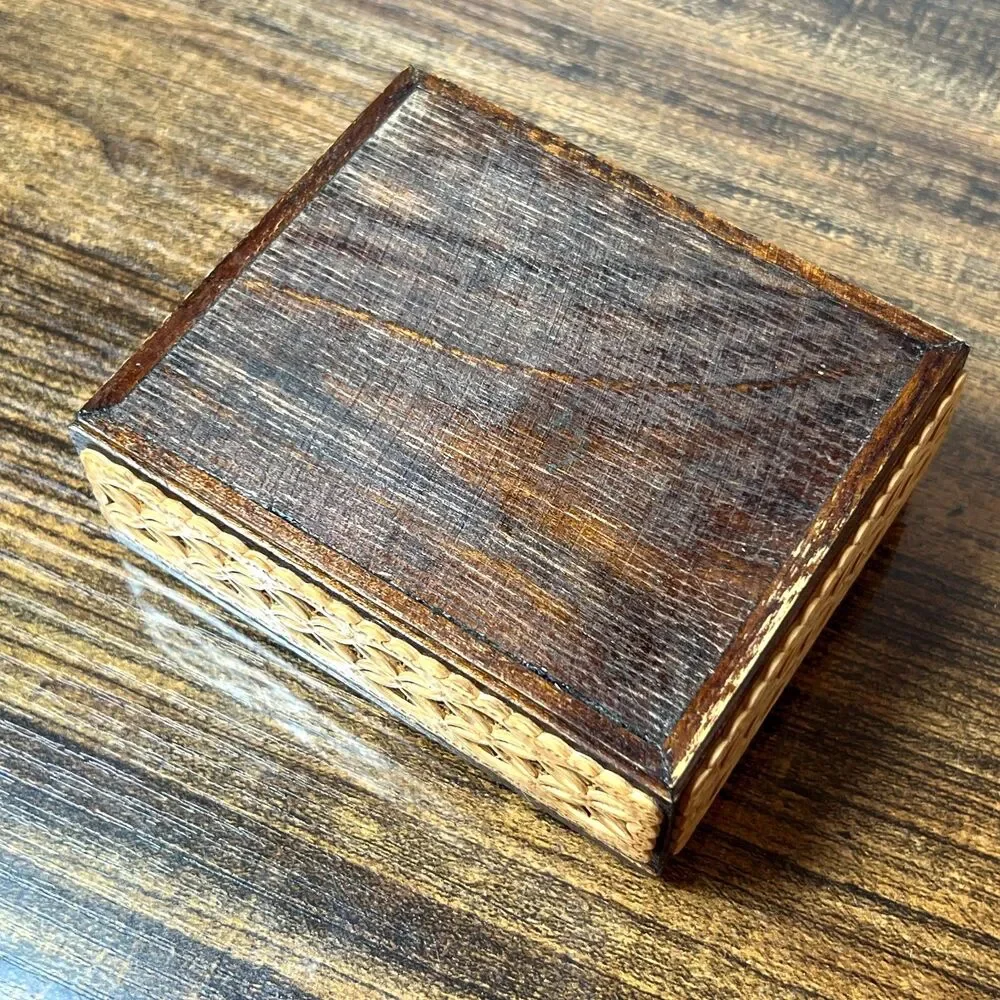 Russian Carved Jewelry Box Container Wood Latticed Pierced Panels Wooden Storage